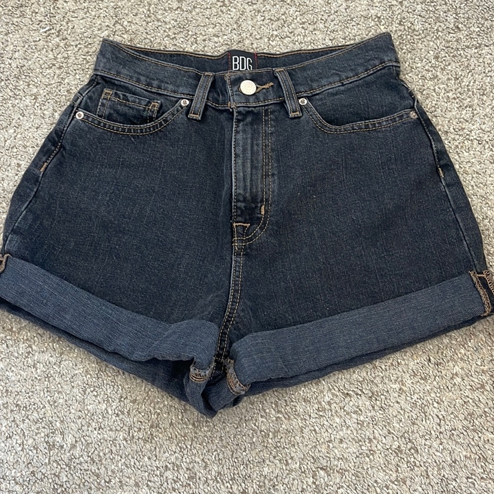 BDG black denim mom high rise shorts